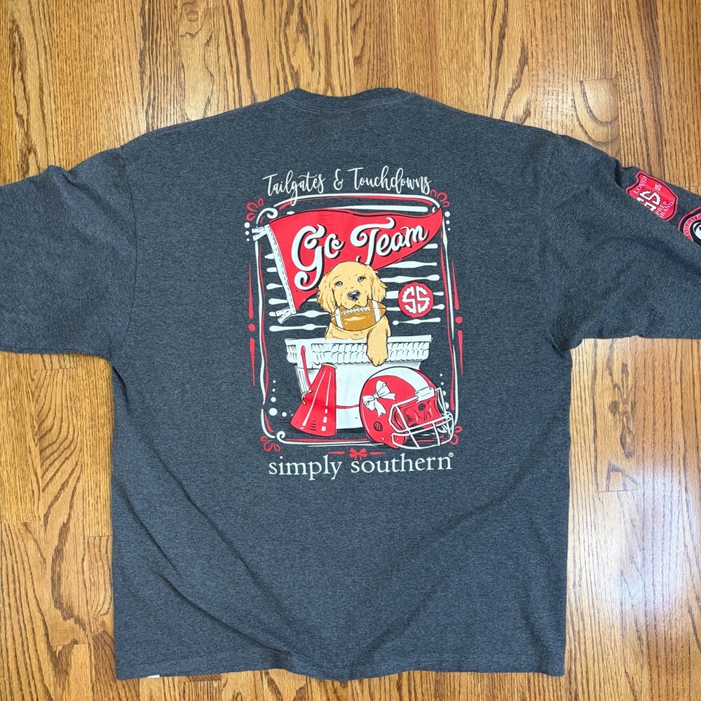 Simply Southern Tailgates & Touchdowns "Go Team" Heather Grey Long Sleeve Tee - Picture 3 of 14